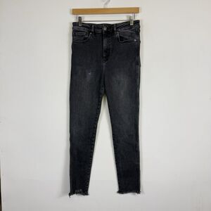 We The Free People Black Distressed High Rise Raw‎ Hem Skinny Jeans Women's 29